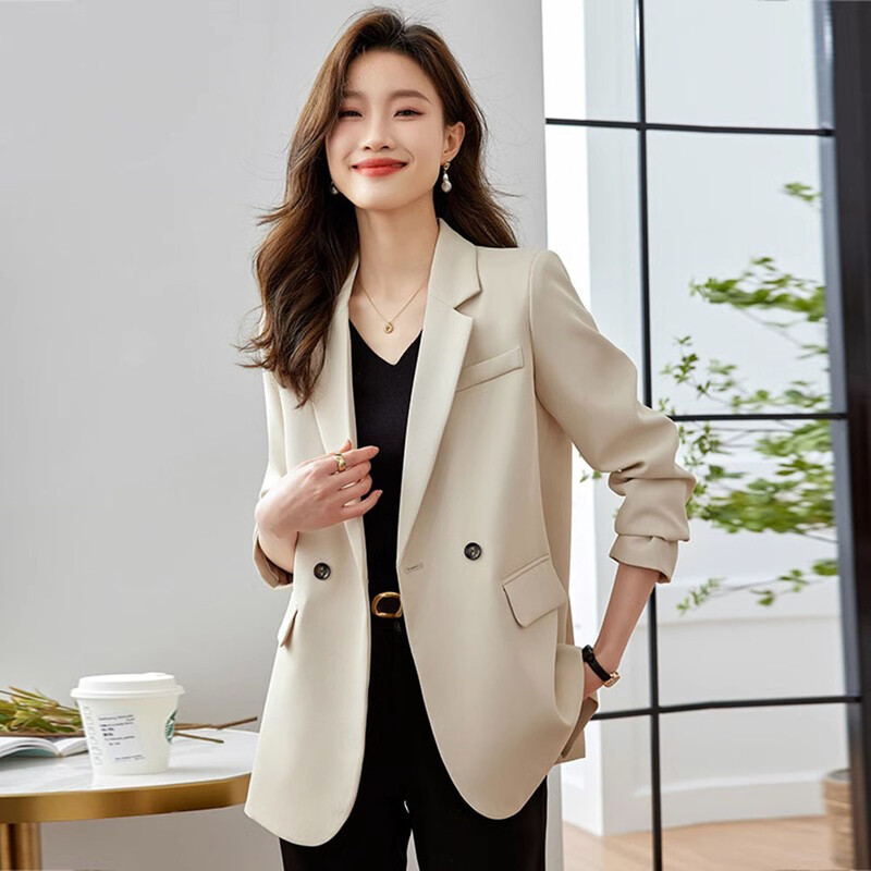 Jachete de costum elegante de primăvară, toamnă, îmbrăcăminte pentru femei, blazer, haină coreeană șic, cu mânecă lungă, croită, cu nasturi, paltoane solide, top pentru femei.