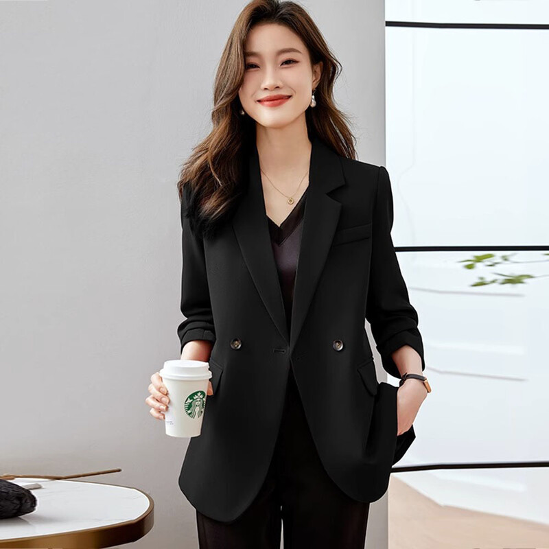 Jachete de costum elegante de primăvară, toamnă, îmbrăcăminte pentru femei, blazer, haină coreeană șic, cu mânecă lungă, croită, cu nasturi, paltoane solide, top pentru femei.