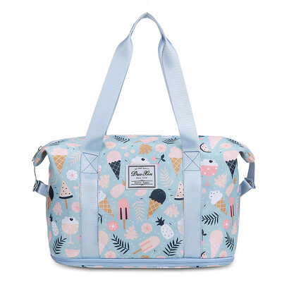 Genți de călătorie la modă noi pentru femei Bagaje impermeabile de mare capacitate, uscate și umede, geantă de călătorie de weekend pliabilă Oxford