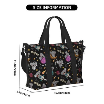 Cute Space Koala Travel Duffel Bags Ελαφριές αδιάβροχες τσάντες Weekender Overnight Πτυσσόμενες τσάντες μεταφοράς τσάντες αθλητικού γυμναστηρίου