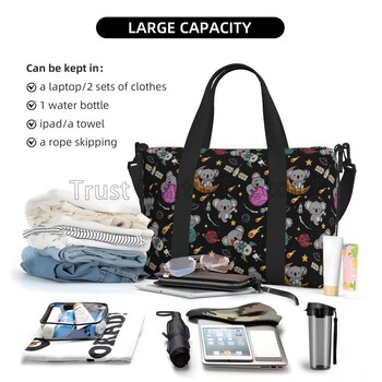 Cute Space Koala Travel Duffel Bags Ελαφριές αδιάβροχες τσάντες Weekender Overnight Πτυσσόμενες τσάντες μεταφοράς τσάντες αθλητικού γυμναστηρίου