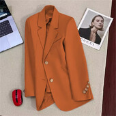 Sieviešu uzvalks mētelis Elegants sporta gadījuma žakete korejiešu pavasara rudens jaka ar vienrindu garām piedurknēm bleizeri sieviešu apģērbi