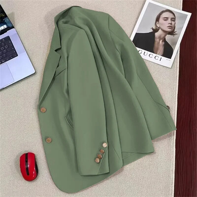 Sieviešu uzvalks mētelis Elegants sporta gadījuma žakete korejiešu pavasara rudens jaka ar vienrindu garām piedurknēm bleizeri sieviešu apģērbi