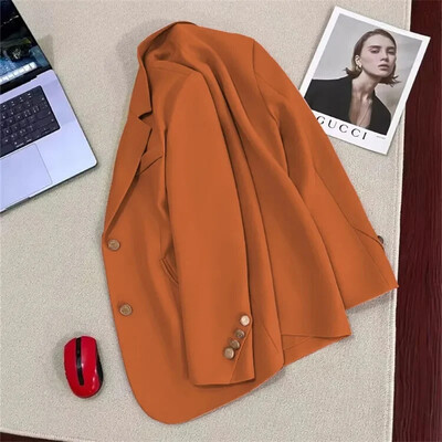 Sieviešu uzvalks mētelis Elegants sporta gadījuma žakete korejiešu pavasara rudens jaka ar vienrindu garām piedurknēm bleizeri sieviešu apģērbi