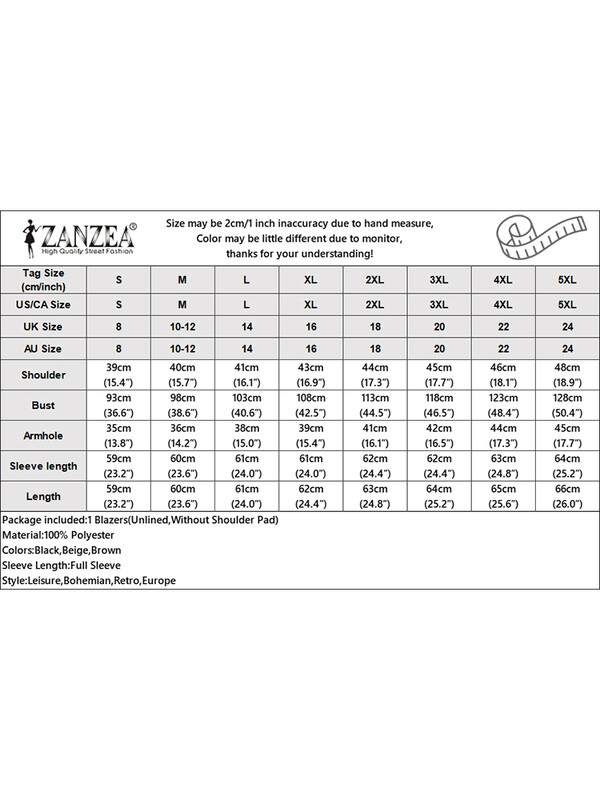 ZANZEA ležerna uredska dama, kratka jakna, elegantna jesen 2024., jednobojna jakna dugih rukava, široka ženska jakna u korejskom stilu