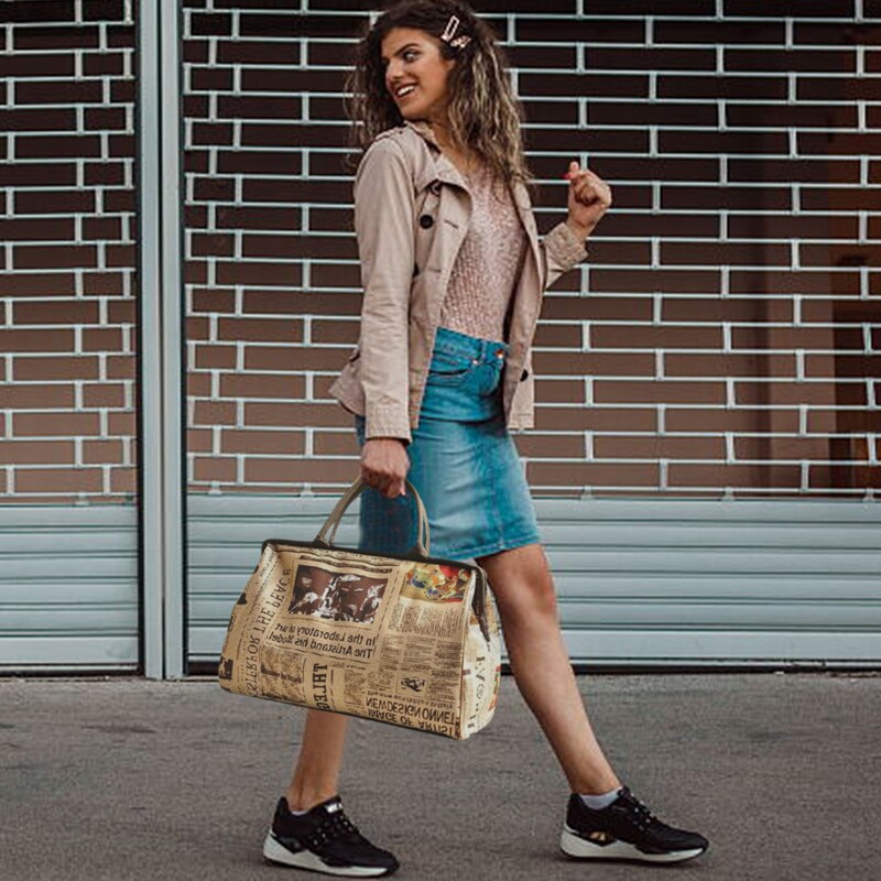 Sieviešu ūdensnecaurlaidīga rokassomiņa Ceļojumu soma Laikrakstam Apdrukāta Vintage Soma Mode Sieviešu rokassomiņa Mode Rokassomas Vīriešu Ceļojumu Somas