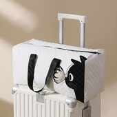 1buc, geantă de mână imprimată cu model de pisicuță, geantă de călătorie cu plasă diamantată de mare capacitate, geantă portabilă de călătorie la modă