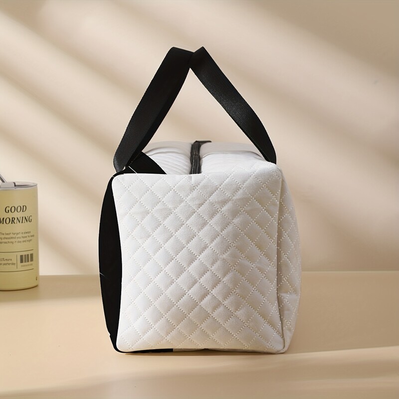 1buc, geantă de mână imprimată cu model de pisicuță, geantă de călătorie cu plasă diamantată de mare capacitate, geantă portabilă de călătorie la modă