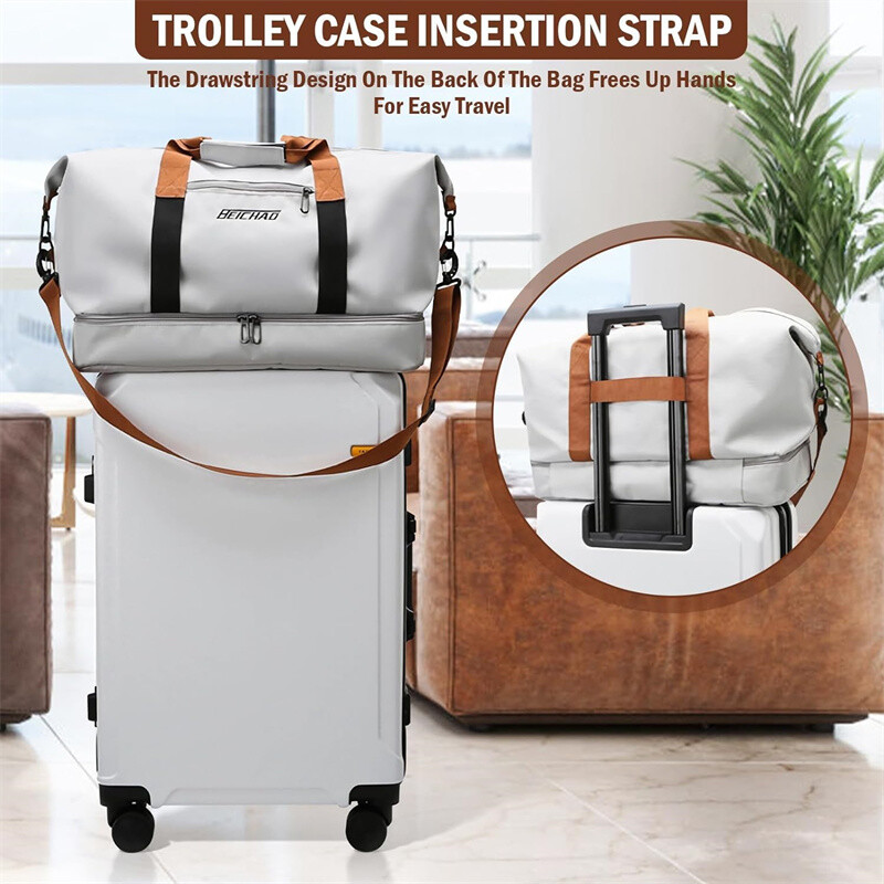 Genți de călătorie la modă pentru femei Geantă de sport pentru bărbați de capacitate mare, geantă impermeabilă de weekend, pentru femei, uscată și umedă