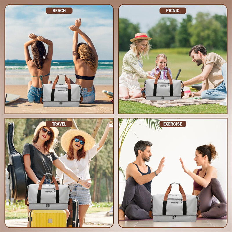 Genți de călătorie la modă pentru femei Geantă de sport pentru bărbați de capacitate mare, geantă impermeabilă de weekend, pentru femei, uscată și umedă