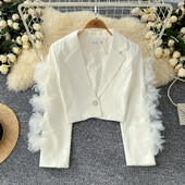 Șic cu crestătură Elemente de bază cu mânecă lungă, elegant, tridimensional, floral, subțire, îmbrăcăminte de stradă franceză, top de toamnă iarnă