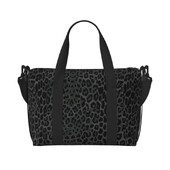 Crna putna sportska torba s uzorkom leoparda, velika vodootporna vikend torba za noćenje s remenom za rame, sklopiva sportska torba za teretanu