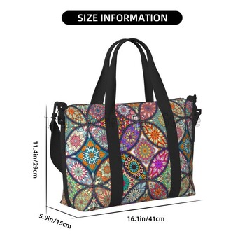 Boho Mandala Travel Duffel Bag Vintage Flower Πτυσσόμενο Weekender Overnight Τσάντα χειρός Αδιάβροχη τσάντα μεταφοράς για γυναίκες Γυναικείες