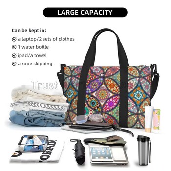 Boho Mandala Travel Duffel Bag Vintage Flower Πτυσσόμενο Weekender Overnight Τσάντα χειρός Αδιάβροχη τσάντα μεταφοράς για γυναίκες Γυναικείες