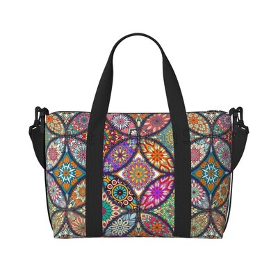 Boho Mandala putna sportska torba Vintage Flower Flower Weekender Overnight Handbag Vodootporne torbe za nošenje za žene Dame