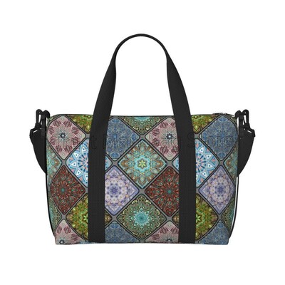 Boho Mandala putna sportska torba Vintage Flower Flower Weekender Overnight Handbag Vodootporne torbe za nošenje za žene Dame