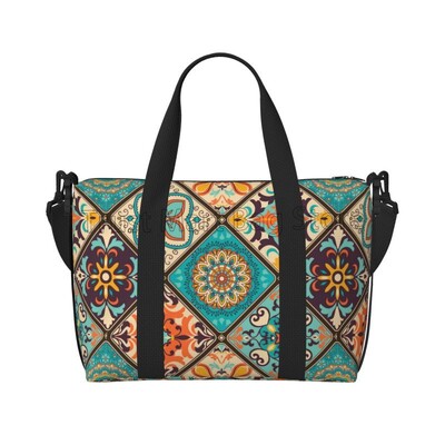 Boho Mandala putna sportska torba Vintage Flower Flower Weekender Overnight Handbag Vodootporne torbe za nošenje za žene Dame