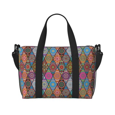 Boho Mandala putna sportska torba Vintage Flower Flower Weekender Overnight Handbag Vodootporne torbe za nošenje za žene Dame