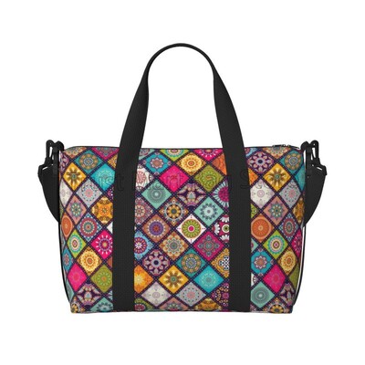 Boho Mandala putna sportska torba Vintage Flower Flower Weekender Overnight Handbag Vodootporne torbe za nošenje za žene Dame