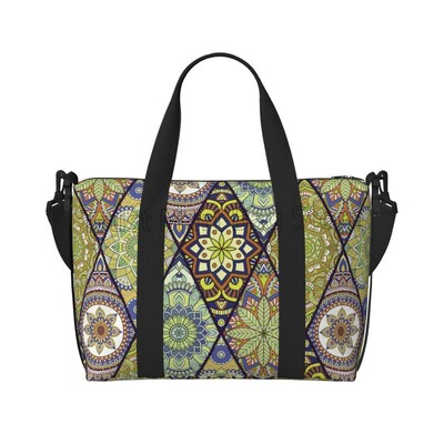 Boho Mandala putna sportska torba Vintage Flower Flower Weekender Overnight Handbag Vodootporne torbe za nošenje za žene Dame