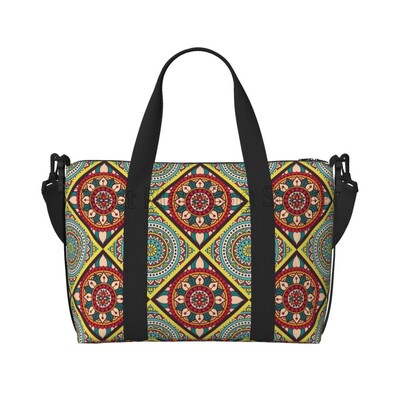 Boho Mandala putna sportska torba Vintage Flower Flower Weekender Overnight Handbag Vodootporne torbe za nošenje za žene Dame