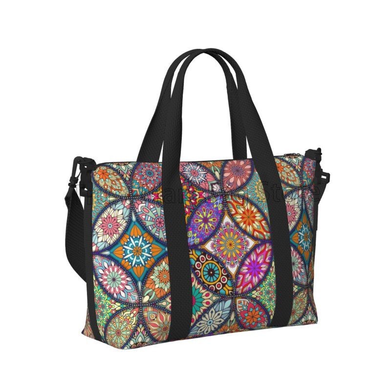 Boho Mandala putna sportska torba Vintage Flower Flower Weekender Overnight Handbag Vodootporne torbe za nošenje za žene Dame