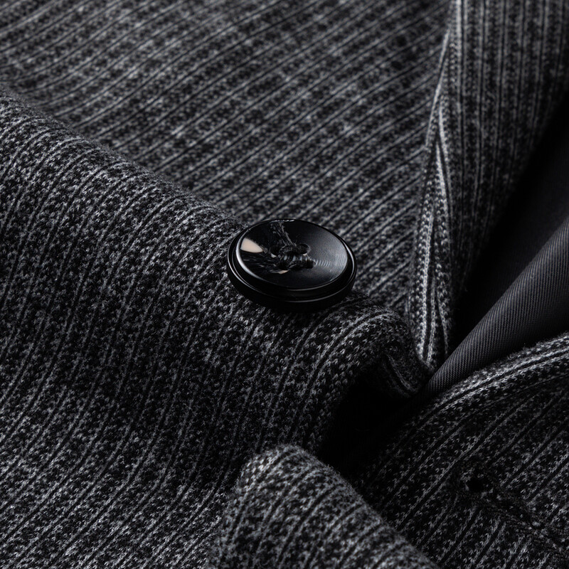 [Toamnă și iarnă] Costum simplu business casual pentru bărbați, cu dungi elastice tricotate și un rând de lână, cu buzunare cu doi nasturi