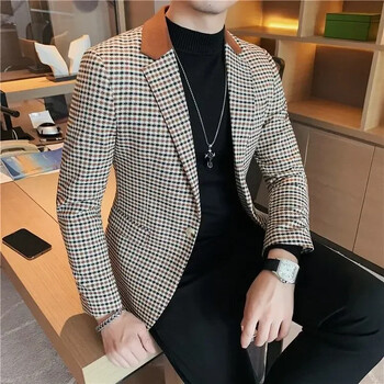 Παλτό Slim Fit Μονόστηθος Ανδρικά Κοστούμια και Blazers Μόδα Λεπτά Ρούχα Υψηλής Ποιότητας Ανδρικά Ρούχα Κορεάτικου Στυλ 2024