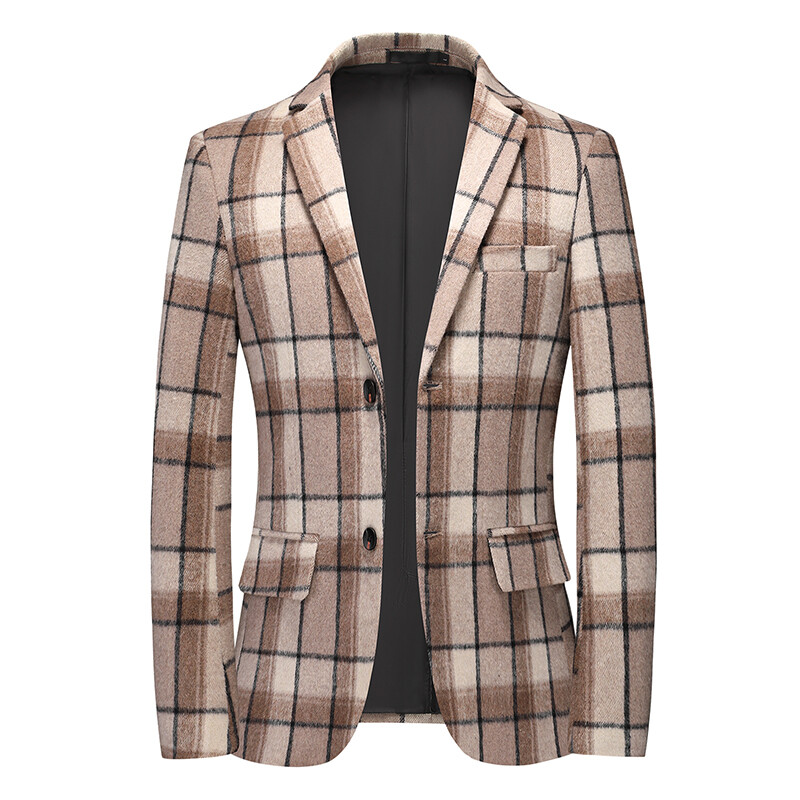 Ново мъжко яке за 2024 г., златисто сини ежедневни блейзъри на каре, мъжко модно тънко палто, азиатски размер M-5XL 6XL
