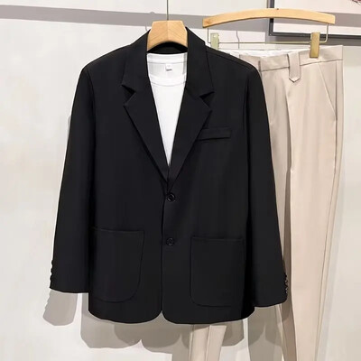 Modni trendi muški ležerni blejzer Laneni široki sako Sivi kaki smeđi Crni kaput Poslovni ured Mladoženja Vjenčanje S-4XL