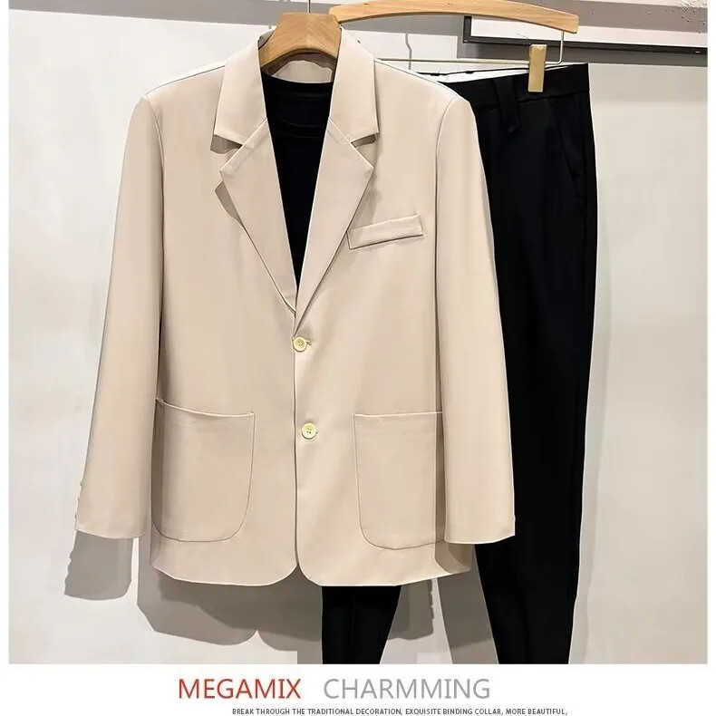 Modni trendi muški ležerni blejzer Laneni široki sako Sivi kaki smeđi Crni kaput Poslovni ured Mladoženja Vjenčanje S-4XL