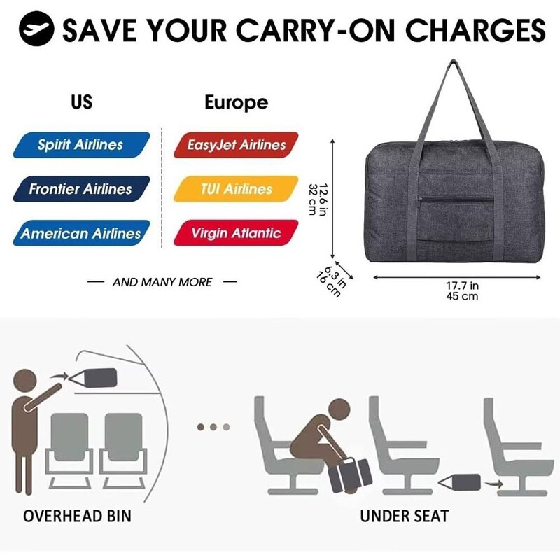 Geantă de călătorie nouă, pliabilă, pliabilă, convenabilă, pentru bagaje de mână, pentru femei și bărbați