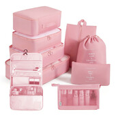 9 bucăți saci de depozitare cu organizator de călătorie pentru valiză cuburi de ambalare dulap portabil pliabil pentru bagaje haine husă de pantofi cu geantă de machiaj