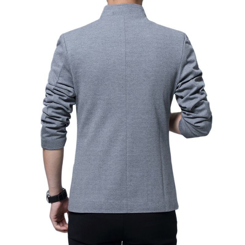 Tīras krāsas žakete, stāva apkakle, vienrindas vīriešu uzvalka jaka, pavasara/rudens jauns, plāns vīriešu mētelis