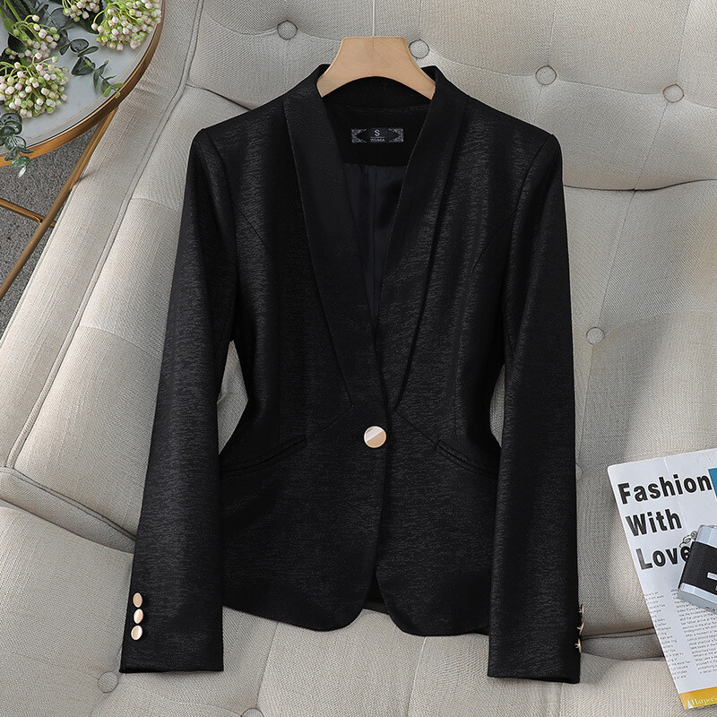 Nou toamnă Blazer pentru femei Blazer cu mânecă lungă, cu un singur buton, pentru birou, pentru doamne, pentru afaceri, pentru serviciul de afaceri, jachetă formală pentru costum scurt, îmbrăcăminte exterioară pentru femei