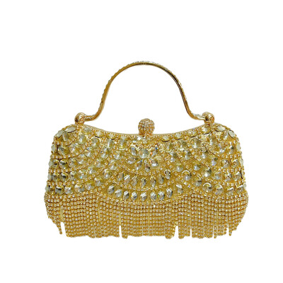 Poșetă de seară cu stras de argint pentru femei, geantă de umăr cu ciucuri strălucitoare, geantă de mână, poșetă de petrecere, genți de seară elegante de lux de aur