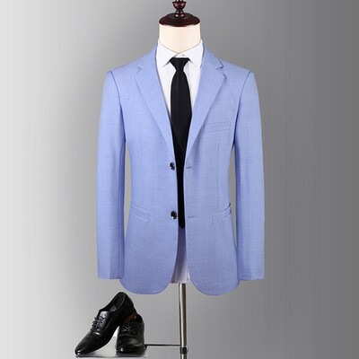 Jachetă de costum albastru cer pentru bărbați, primăvară/toamnă pentru bărbați, haină casual business, pentru bărbați, blazer bej Menteau calça
