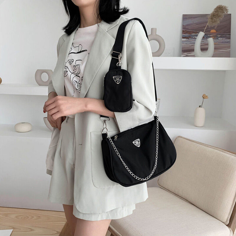 Vintage najlonske hobo torbe na rame za žene Torba preko ramena s torbicom Ležerna torba velikog kapaciteta ispod pazuha Clutch