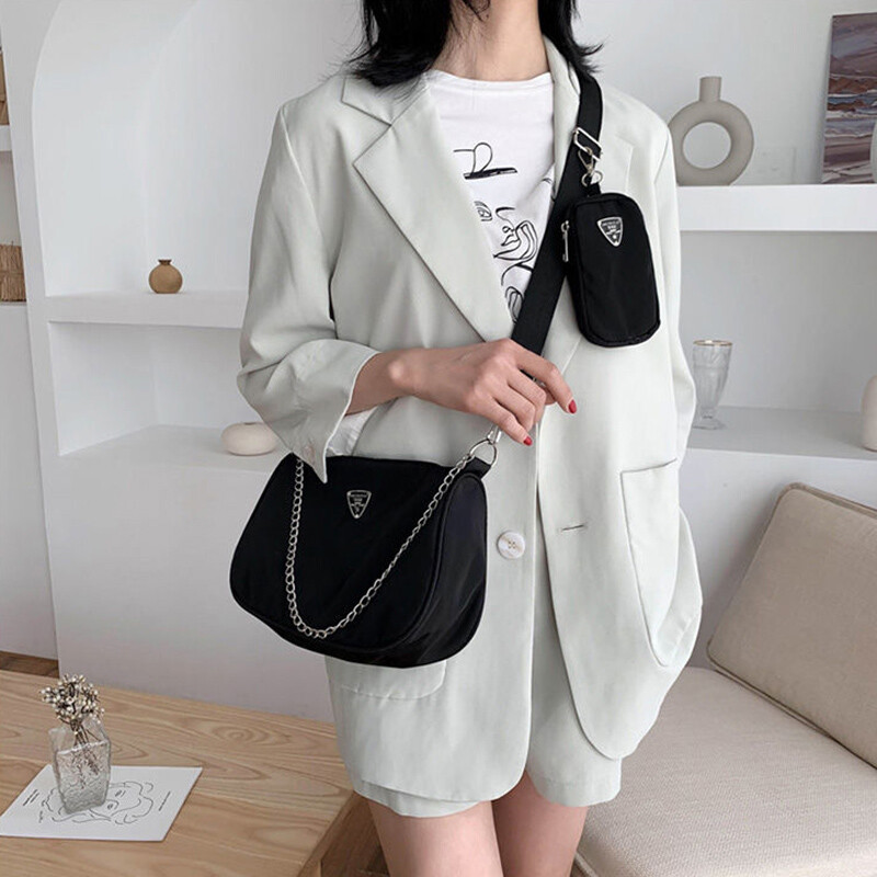 Vintage najlonske hobo torbe na rame za žene Torba preko ramena s torbicom Ležerna torba velikog kapaciteta ispod pazuha Clutch