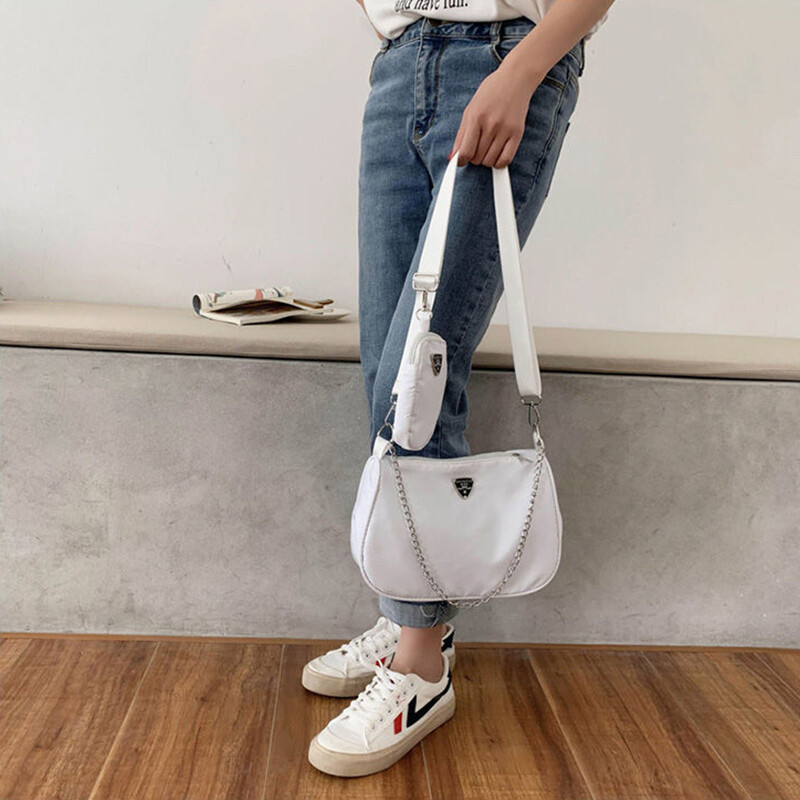 Vintage najlonske hobo torbe na rame za žene Torba preko ramena s torbicom Ležerna torba velikog kapaciteta ispod pazuha Clutch