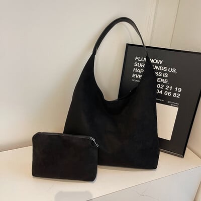 Jesen i zima Vintage ženska torba velikog kapaciteta Torba za rame od brušene kože Ležerna torba za posao i posao Retro ručne torbe s džepnom torbom za skitnicu