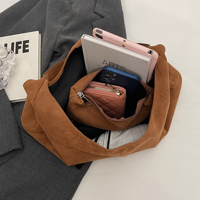 Jesen i zima Vintage ženska torba velikog kapaciteta Torba za rame od brušene kože Ležerna torba za posao i posao Retro ručne torbe s džepnom torbom za skitnicu