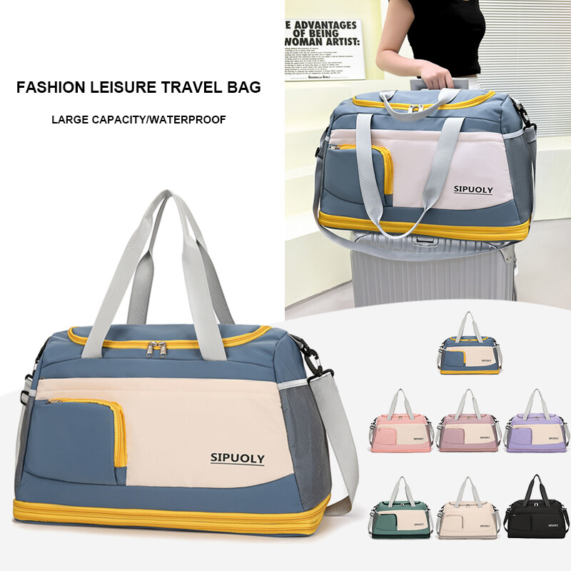 Geantă de călătorie mare dublă expansiune pentru femei Genți tote de culoare contrastantă Genți crossbody pentru fete Genți Oxford impermeabile de weekend în aer liber