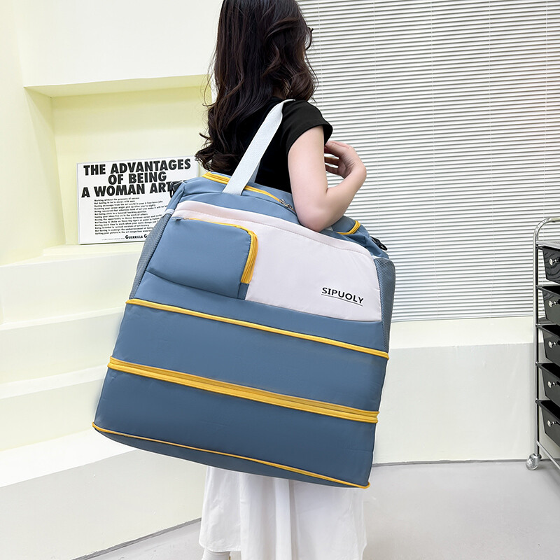 Geantă de călătorie mare dublă expansiune pentru femei Genți tote de culoare contrastantă Genți crossbody pentru fete Genți Oxford impermeabile de weekend în aer liber