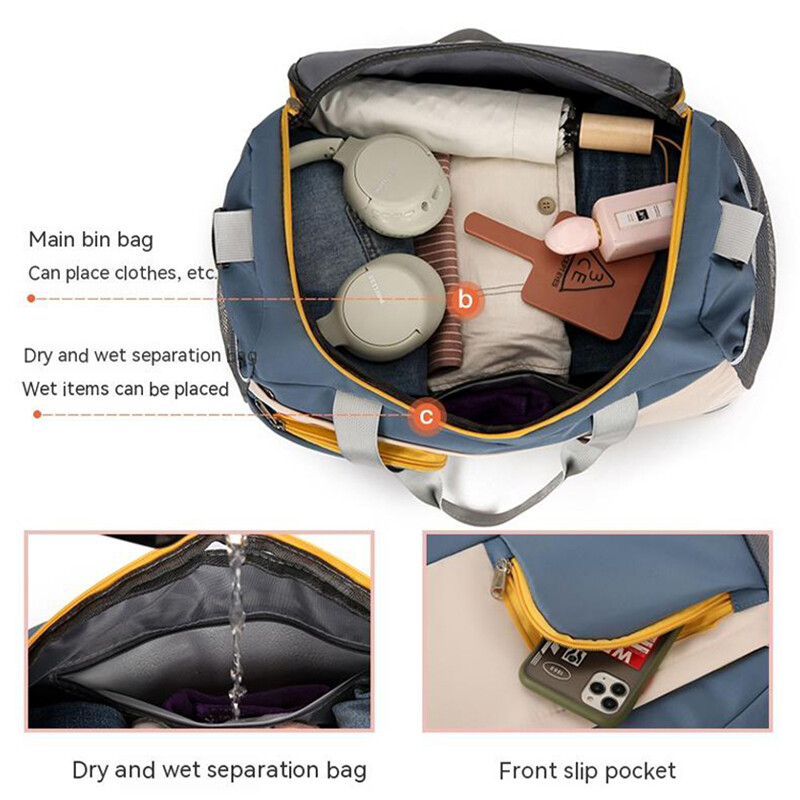 Geantă de călătorie mare dublă expansiune pentru femei Genți tote de culoare contrastantă Genți crossbody pentru fete Genți Oxford impermeabile de weekend în aer liber