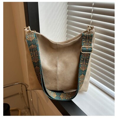 Torba velikog kapaciteta Ženska nova modna torba na rame Retro svestrana širokopojasna torba preko ramena Torba s geometrijskim remenom Hobo torba