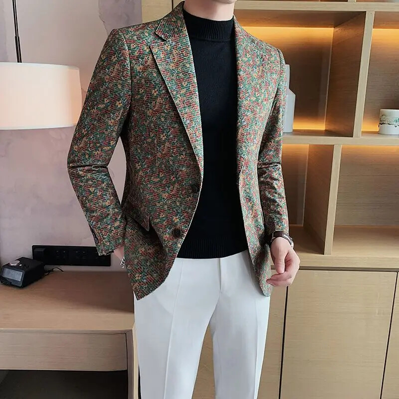 Vīriešu kostīmu jakas jauns ar apdrukātu zīmogu mētelis pavasara rudens ikdienišķs luksusa dizaineru moderns vīriešu žakete Mode 2024 vīriešu apģērbs