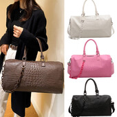 Geantă de gimnastică de fitness, de călătorie, din PU, pentru femei, geantă de mână de antrenament multifuncțională, pe umăr, în aer liber, geantă mare pentru weekend.