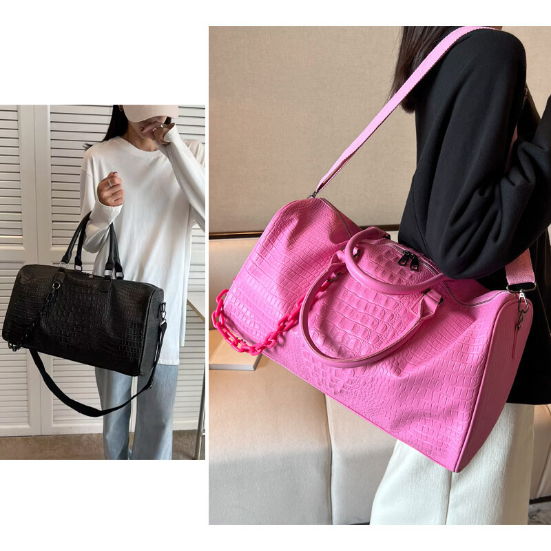 Geantă de gimnastică de fitness, de călătorie, din PU, pentru femei, geantă de mână de antrenament multifuncțională, pe umăr, în aer liber, geantă mare pentru weekend.