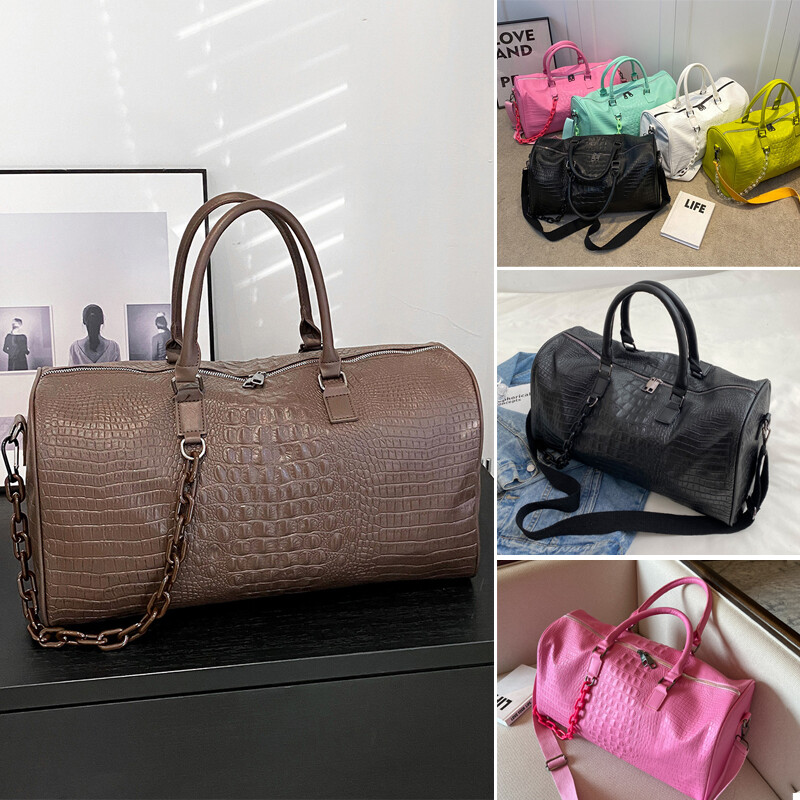 Geantă de gimnastică de fitness, de călătorie, din PU, pentru femei, geantă de mână de antrenament multifuncțională, pe umăr, în aer liber, geantă mare pentru weekend.